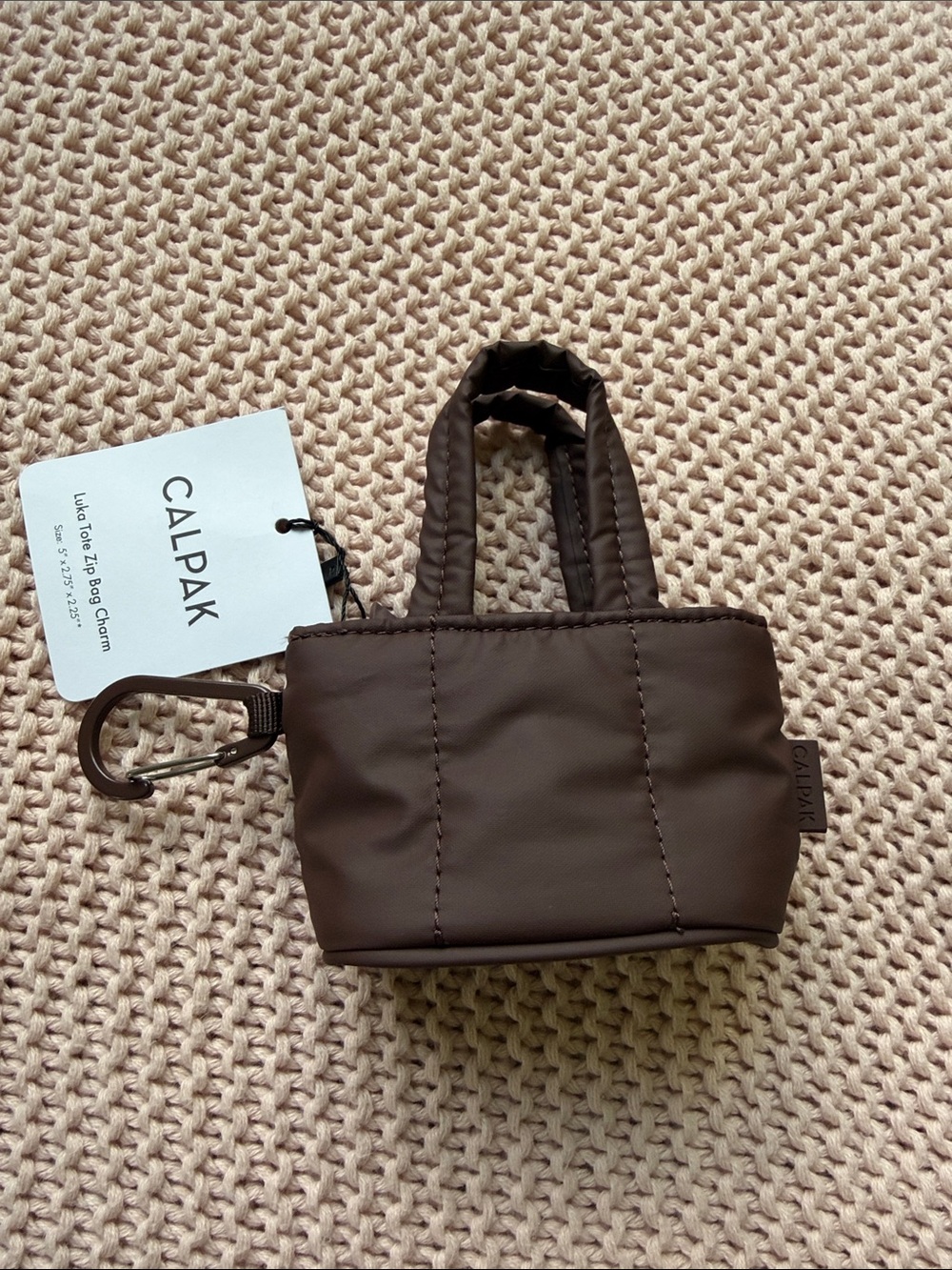Calpak Mini Tote Keychain in Brown